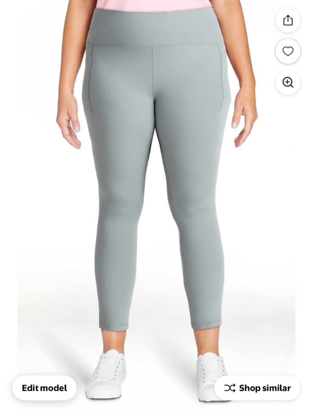 Avia SoftSculpt High Rise Leggings Size L 27" Pocket Leggings Gray Blue